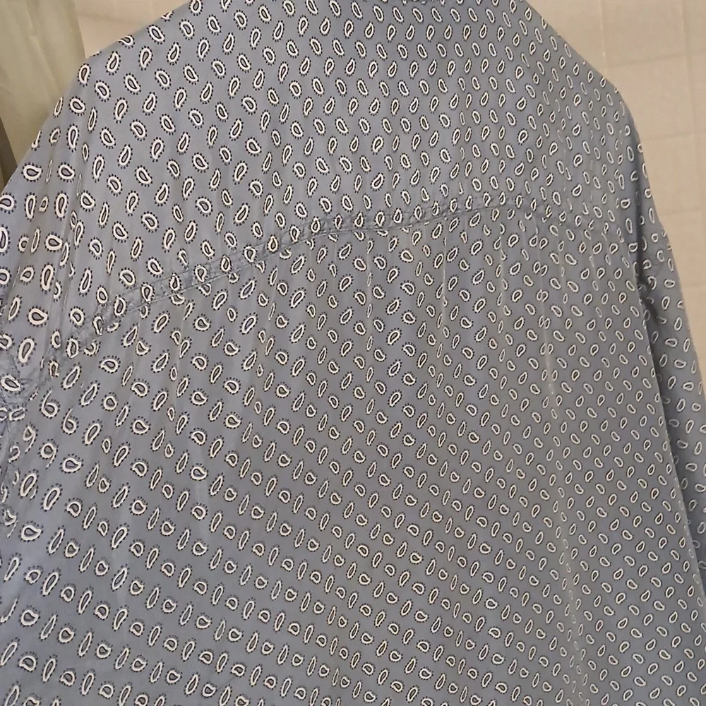 Bill Blass XL Silk Button Short Sleeve Shirt Light Blue Vintage EUC